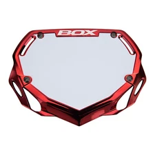 Box Two Number Plate (Red Chrome) White Lettering  BX-NP16CHRSM-RD