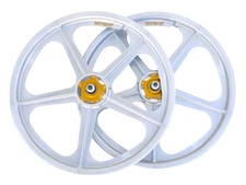 SKYWAY Tuff II Rivet Wheel Sets - Collector's Edition White/Gold Flange