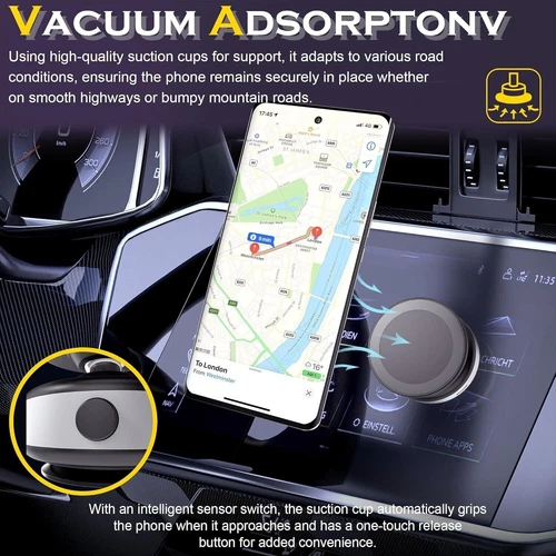 Aspirateur Électrique Rotation 360° Ventouse Magnétique Support Téléphone Voiture Support - Photo 8 sur 16