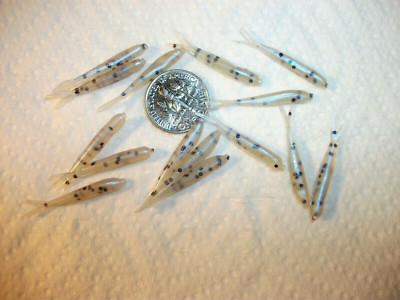 100-1 1/8''-CRAPPIE-PANFISH-SOFT MINNOW GRUBS-jigs-lures-split tails-flukes-scent