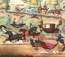 Currier Ives TURN-OUTS IN CENTRAL PARK Print Vintage Bookplate Litho  Art Old