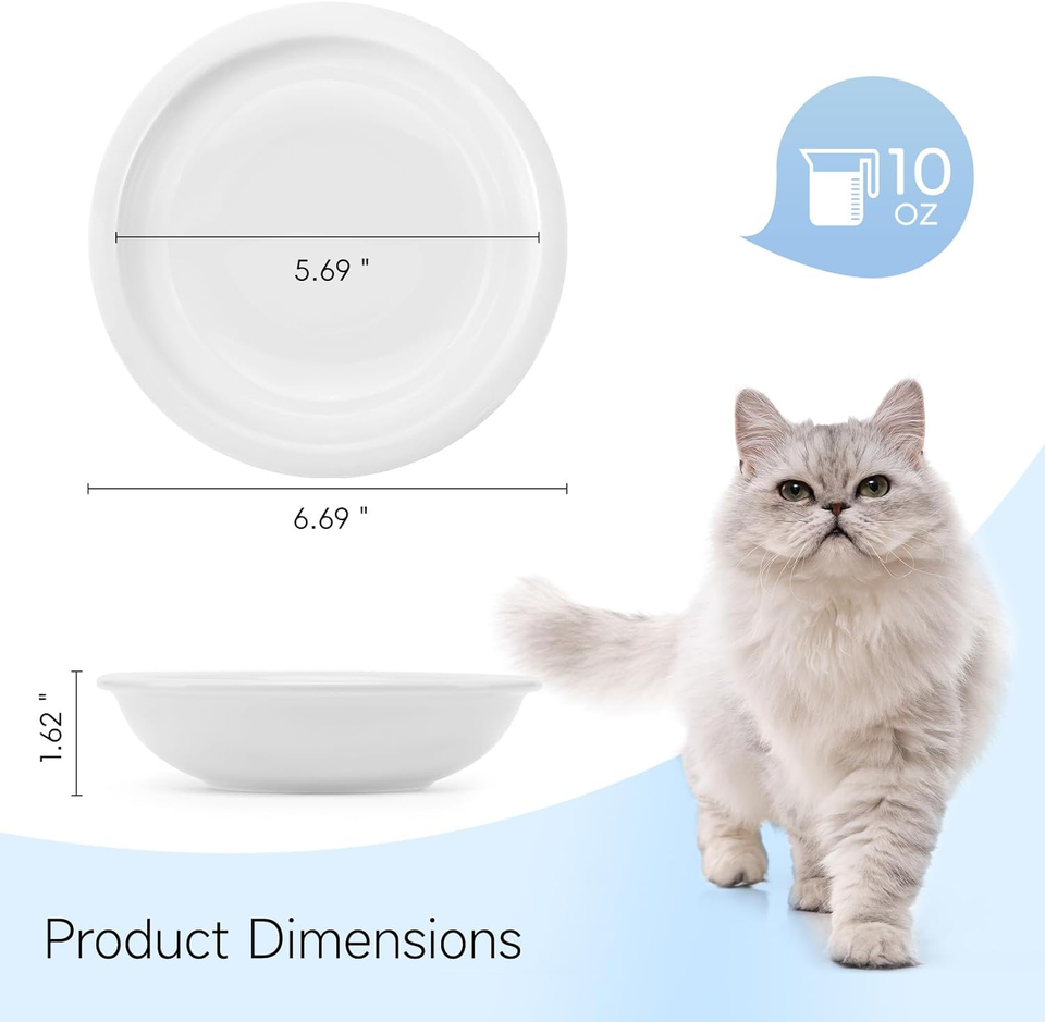 Thicker Ceramic Cat Food and Water Bowls 3 PCS, Whisker Stress Free Cat