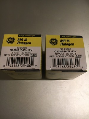 Two GE 20 Watt Halogen Lamps # Q20MR16/FL-12V Grainger# 4LV92 (Addtnl ship free)