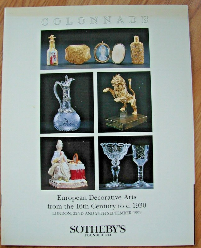 Sotheby's London September 22 24, 1992 Decorative Arts 16th Century to 1930
