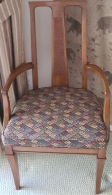 Beautiful Drexel Triune Dining Arm Chair – Padded Upholstered Seat