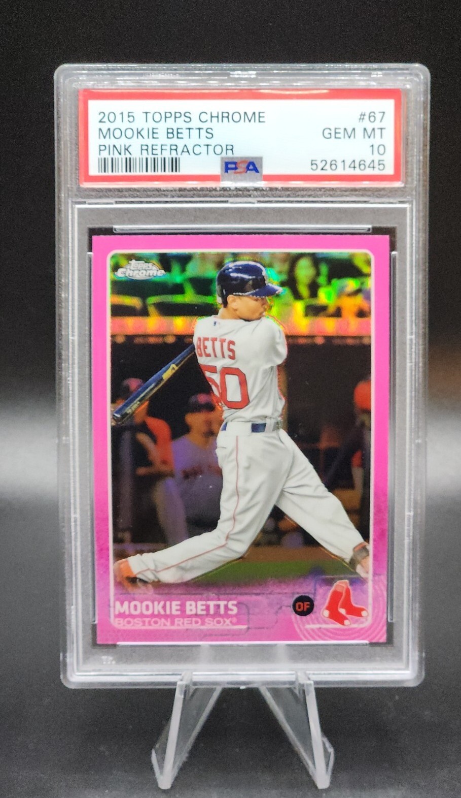 PSA 10 Gem Mint 2015 Topps Chrome Mookie Betts Pink Refractor #67 Boston Red Sox
