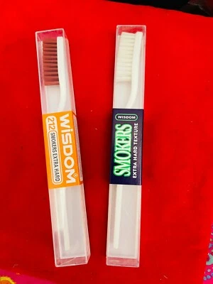 Original Wisdom 212 Smokers extra harte braune & weiße Borstenzahnbürste