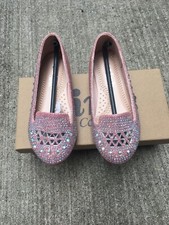 Larissa79k Child Rhinestone Pink Ballet Loafer - Girl Kids Glitter Crystal Flats