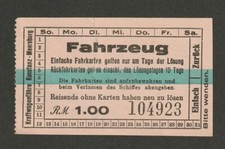 KRAFTWAGENFÄHRE KONSTANZ - MEERSBURG - LAKE CONSTANCE GERMAN CAR FERRY TICKET