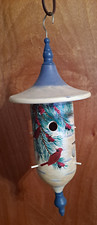 Wooden DECORATIVE Hanging Bird Feeder with Cardinal design