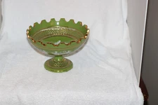 Green , Gold , White, Florentine Bowl, 6.5 ", Italy, Ceramic