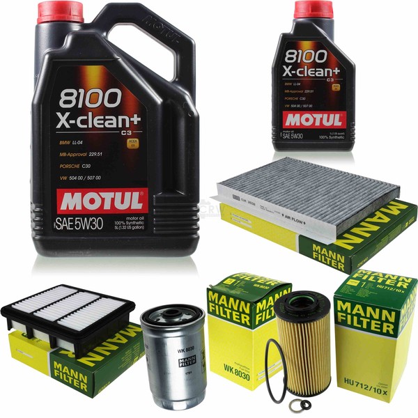 MANN-FILTER Inspektionspaket 6L Motul 5W-30 8100 X-Clean+ FüR Hyundai I30 1.6-image