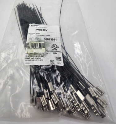 ( QTY 100 ) BURNDY WBS10V 10'' LONG WILEY CABLE/WIRE BUNDLE STRAP 50063911