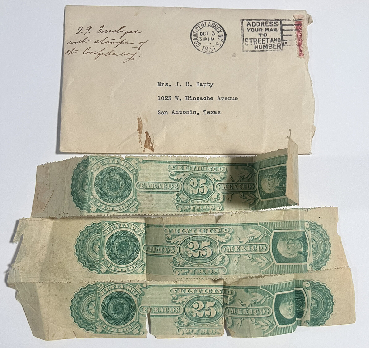 Antique Mexico Revenue Renta Del Timbre Tabacos Mexico Puros 25 Veinticinco