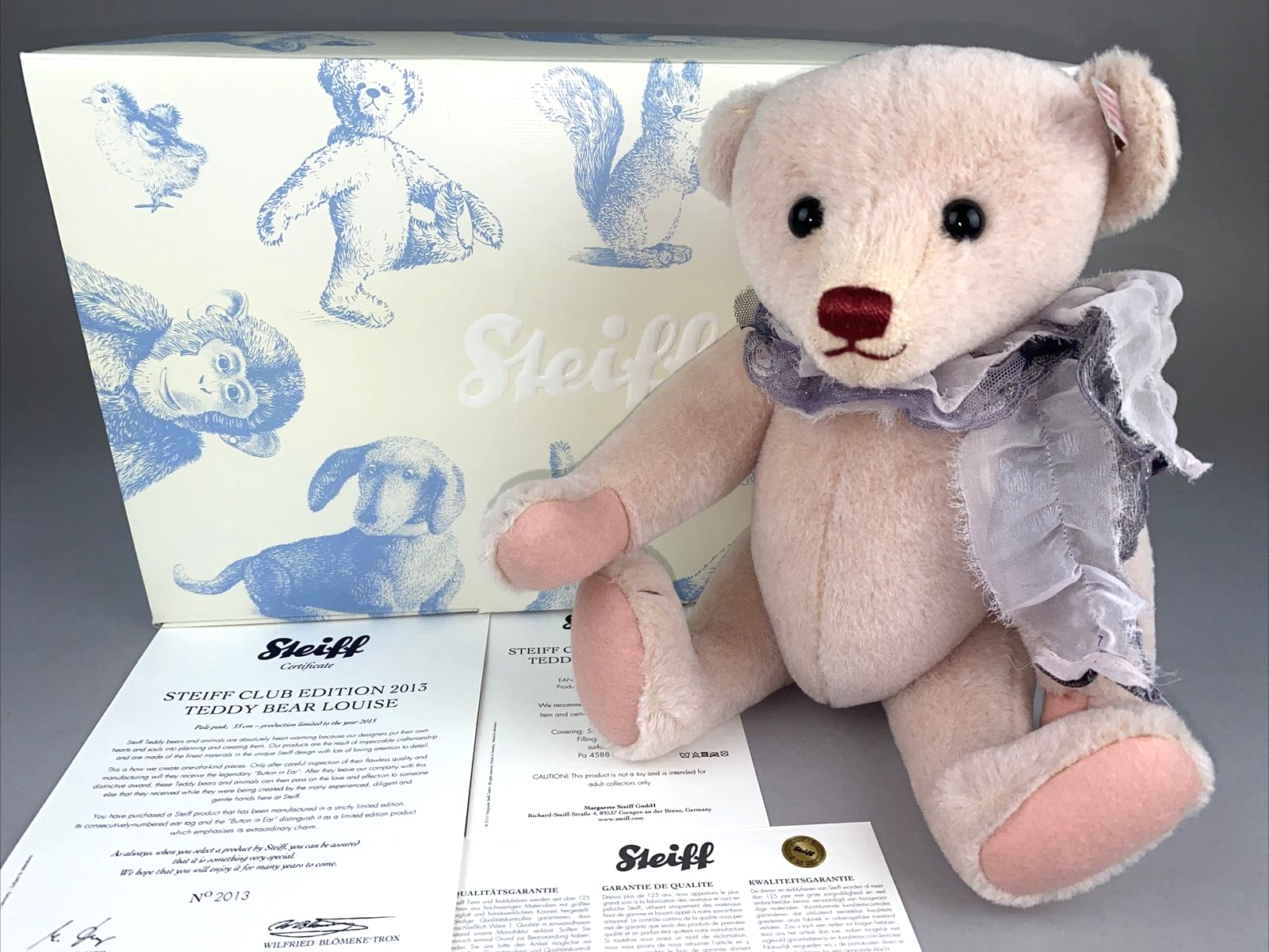 Steiff 2013 Club Edition Bear ""Louise"" Limited Edition Pink Alpaca EAN:421259