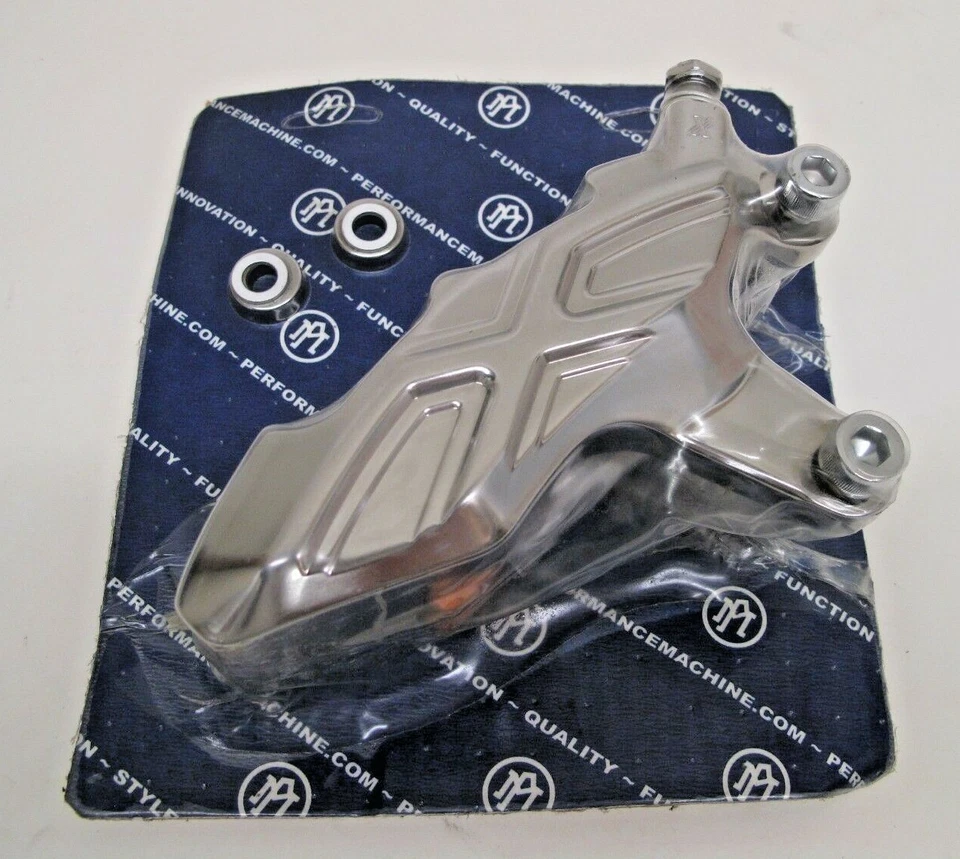 PERFORMANCE MACHINE 6-PISTON CHROME FRONT BRAKE CALIPER RIGHT 13" ROTOR 2000-UP - Image 2 of 4