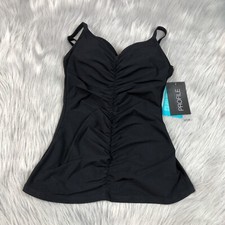 Profile By Gottex Swan Lake Black Underwire Tankini Swim Top 32D