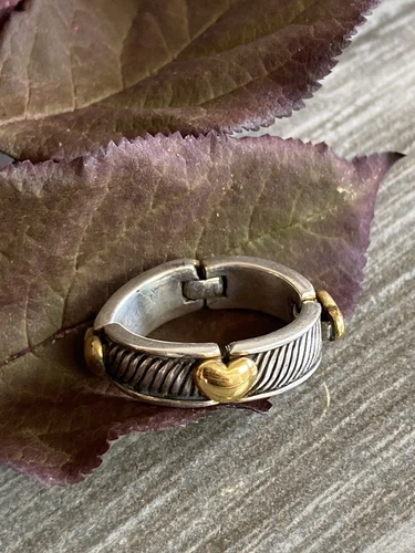 Vintage Brighton Sterling Solid 925 Silver Ring 6.5size 14k Gold Tip Ends Signed