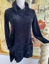 LOGO by Lori Goldstein Chenille Sweater w/ Sharkbite Hem Black XXS New