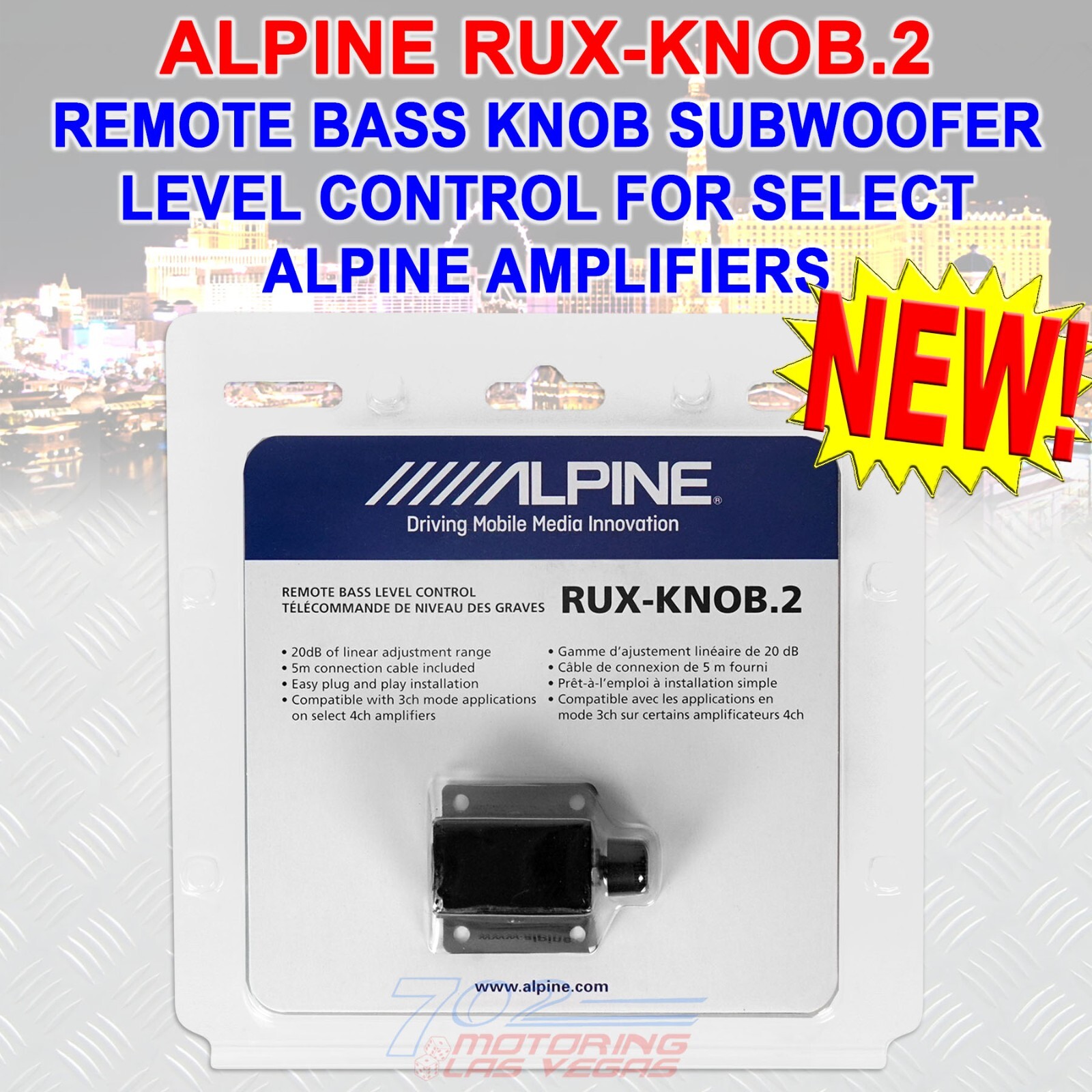 ALPINE RUXKNOB.2 REMOTE CONTROL BASS KNOB FOR SELECT ALPINE AMPLIFIERS