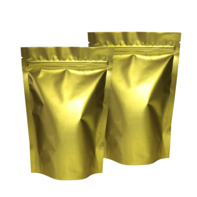 100 Pcs Matte Gold Aluminum Mylar Foil Zip Seal Lock Food Packaging Bags 4.7x7''