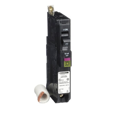 SQUARE D QOB120DF MINITURE 20A 120V DUAL FUNCTION PIG TAIL CIRCUIT BREAKER
