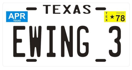 J.R. Ewing 3 Dallas émission de télévision 1978 plaque d'immatriculation Texas - Photo 1/1