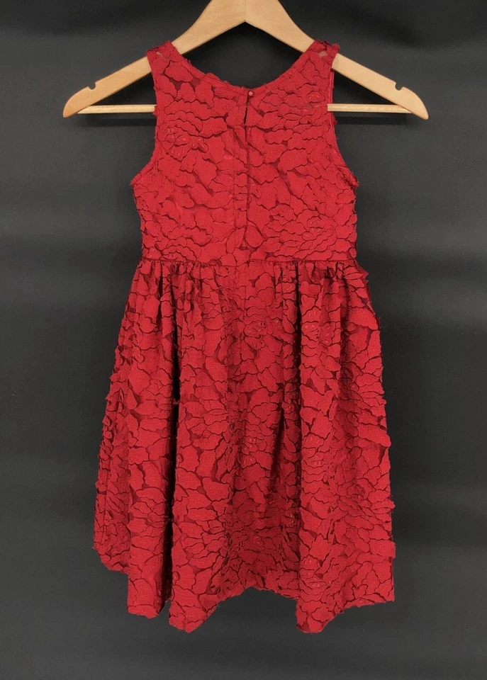Chasing Fireflies Red Leaf Applique Sleeveless Party Dress Girls 6 Flower Girl - Image 3 of 4