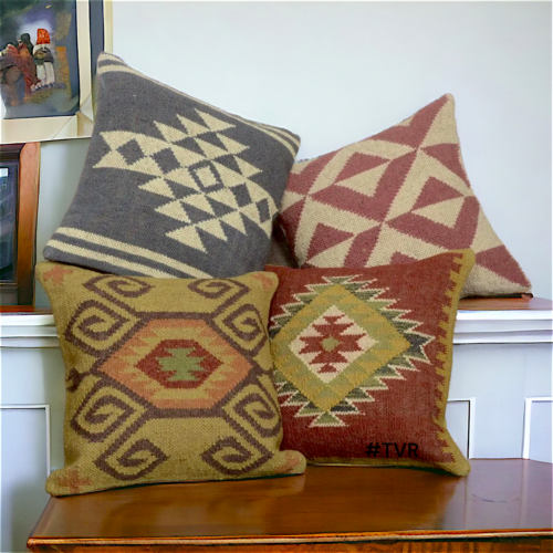 Set of 4, Western Boho Ethnic Aztec Throw Pillow Cover Sofa Cushion 18" square - Picture 1 of 6