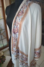 EXOTIC BORDER EMBROIDERY SCARF PARTY WEDDING SHAWL FINE 100 CASHMERE PASHMINA