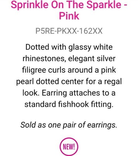 Paparazzi Jewelry earrings SPRINKLE ON THE SPARKLE pink pearls New - Picture 3 of 4
