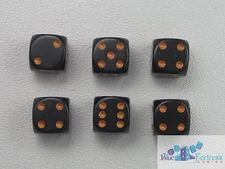 CHESSEX opaque 12mm SET OF 6 D6 BLACK-GOLD DICE MTG POKEMON