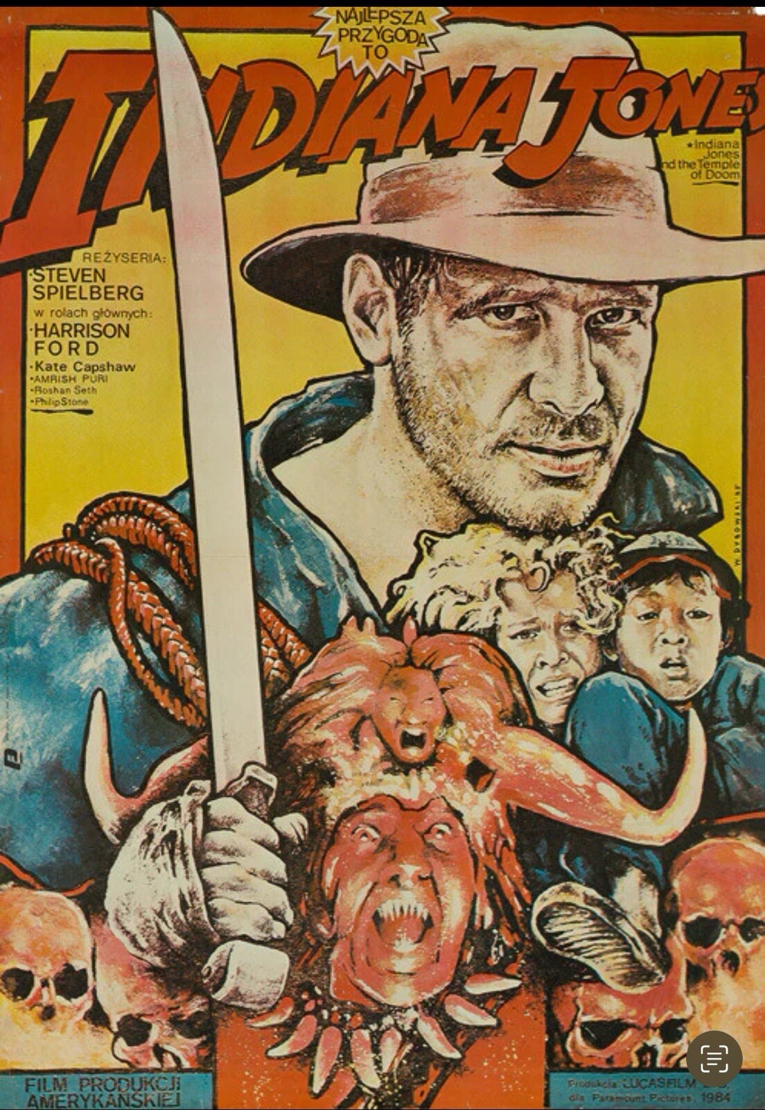 Indiana Jones and the Temple of Doom Polish B1 One sheet Poster- Dybowski 1985