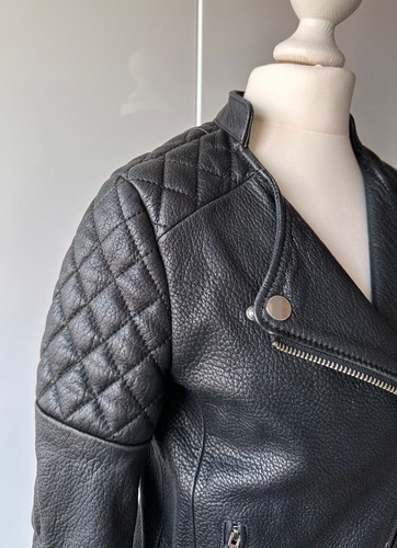 100%ORIG H&M ECHTLEDER PADDED BIKER KLASSIKER LEDER JACKE GR.34 SCHWARZ - Bild 9 von 20