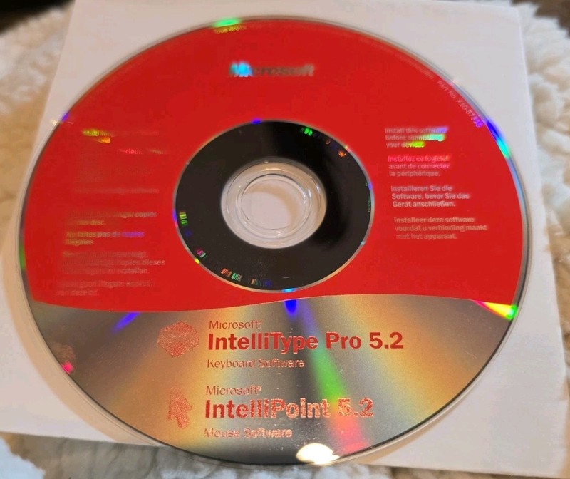 Microsoft IntelliType Pro 5.2 & IntelliPoint 5.2 Software driver Original cd Win