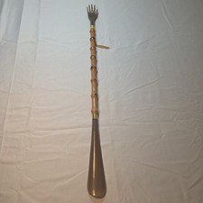Bamboo Shoe Horn, Back Scratcher Bakelite Made In Italy 21-1/2  vintage