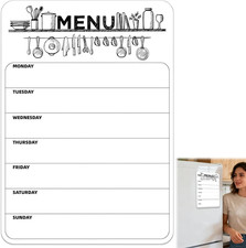 Magnetic Weekly Meal Planner, Fridge Dry Erase Menu Board  8 X 12 Inch Dry