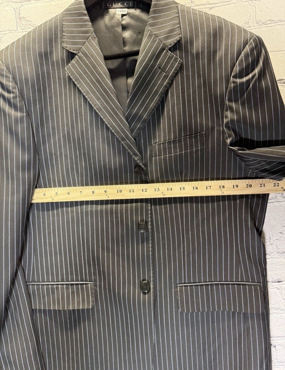 Gucci Suit Mens Black Jacket And Pants Stripe Wool 54 And 38 | eBay