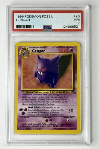 Pokémon Gengar 20/62 Fossil Rare Unlimited Regular 1999 PSA 7 English