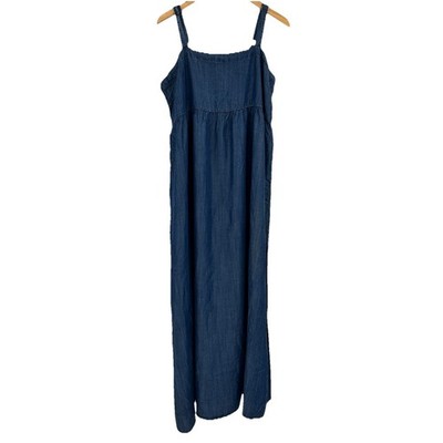 Natural Life Country Cottage Denim Maxi Dress Womens XL Boho Western Cowgirl