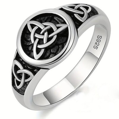 Einzigartiger Retro Thai Silber Cellet Trinity Ring ein Statement Stück für je