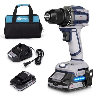 20V Cordless Drill, Power tool, 620 in-lbs Torque, 3/8'' Metal Keyless Chuck 