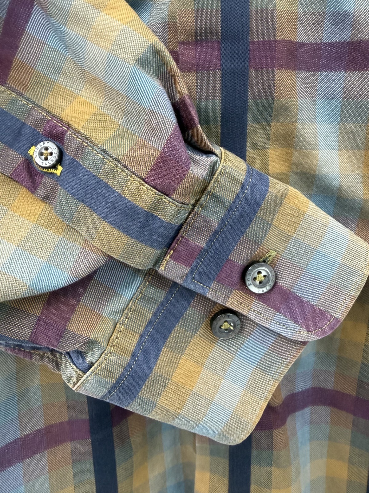 Robert Talbott Cotton Collared Checkered Button D… - image 5