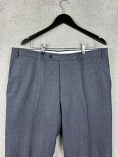 Canali Dress Pants Mens 38 Gray 100% Wool Flat Front Flannel Trousers Mod 78012