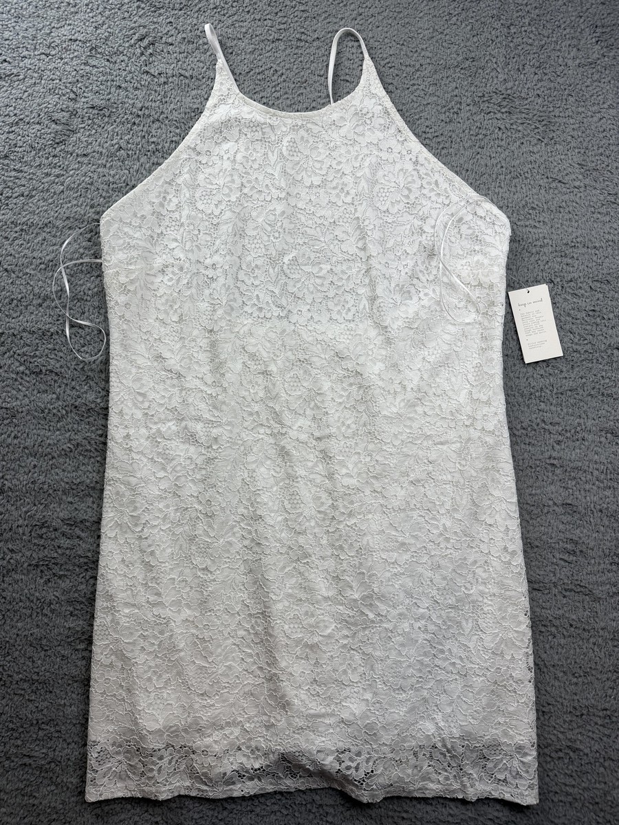 White Floral Lace Slip Dress Womens XL Halter Spaghetti Strap Lined Bridal | eBay White Floral Lace Slip Dress Womens XL Halter Spaghetti Strap Lined Bridal | eBay