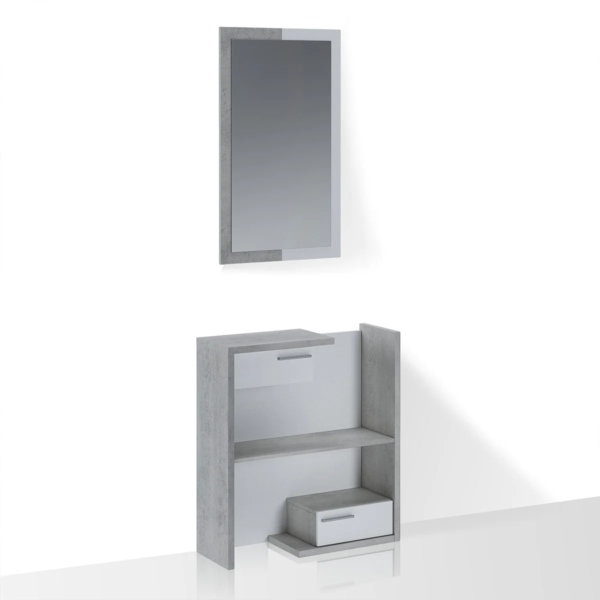 Console d'entrée Most Cement avec miroir et tiroirs en béton gris 100x30 cm