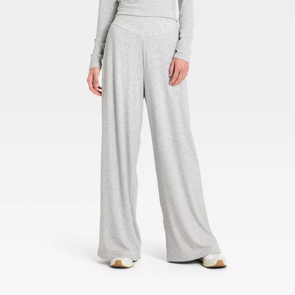 Women's Rib-Knit High-Rise Wide Leg Pants - All In Motion