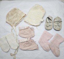 Vintage Baby Bonnets Booties Mittens Shoes Dolls Bear