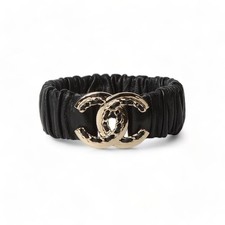 CHANEL AB7848 Hair Scrunchie Bracelet Lamb Gold Black/31585-1 65673132