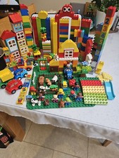 Large Duplo Lego Bundle Bricks Vehicles Figures Animals & large baseboard #